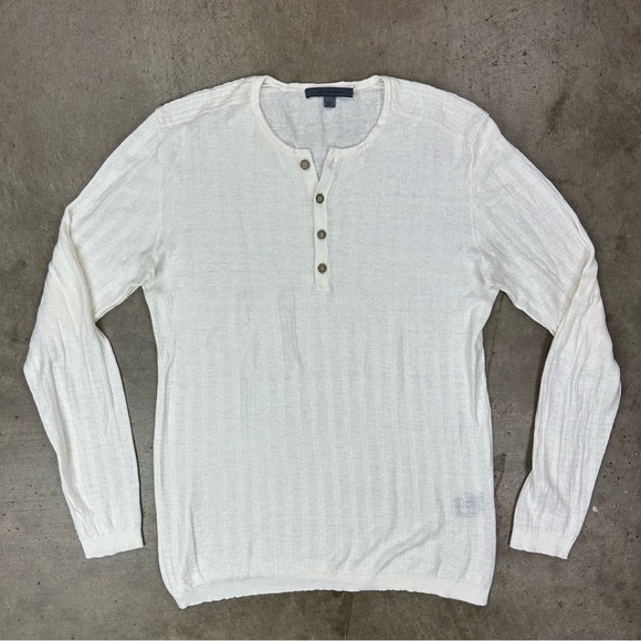 John Varvatos 100% linen henley ribbed sweater